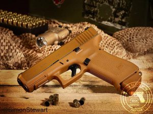 Glock 19X 9mm pistol coyote brown