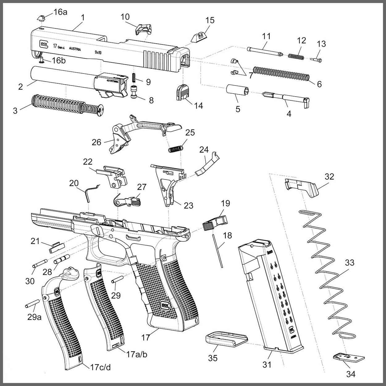 Glock 19 Gen 5 Exploded View